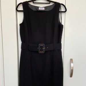 Calvin Klein Belted Sleeveless Sheath Dress Sz 8